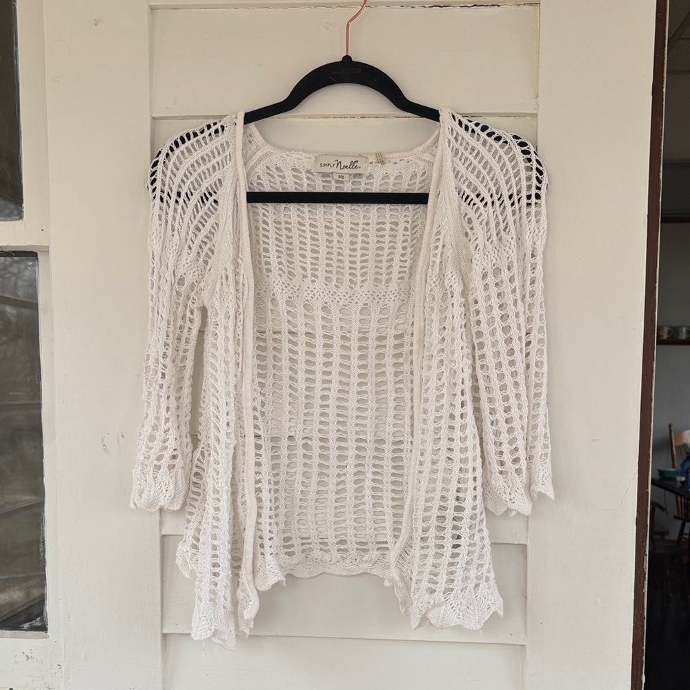 Simply Noelle Open-Weave Cream Cardigan